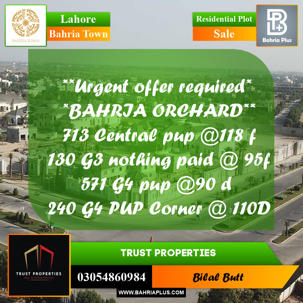 Residential Plot for Sale in Bahria Town, Lahore - (BP-219805)