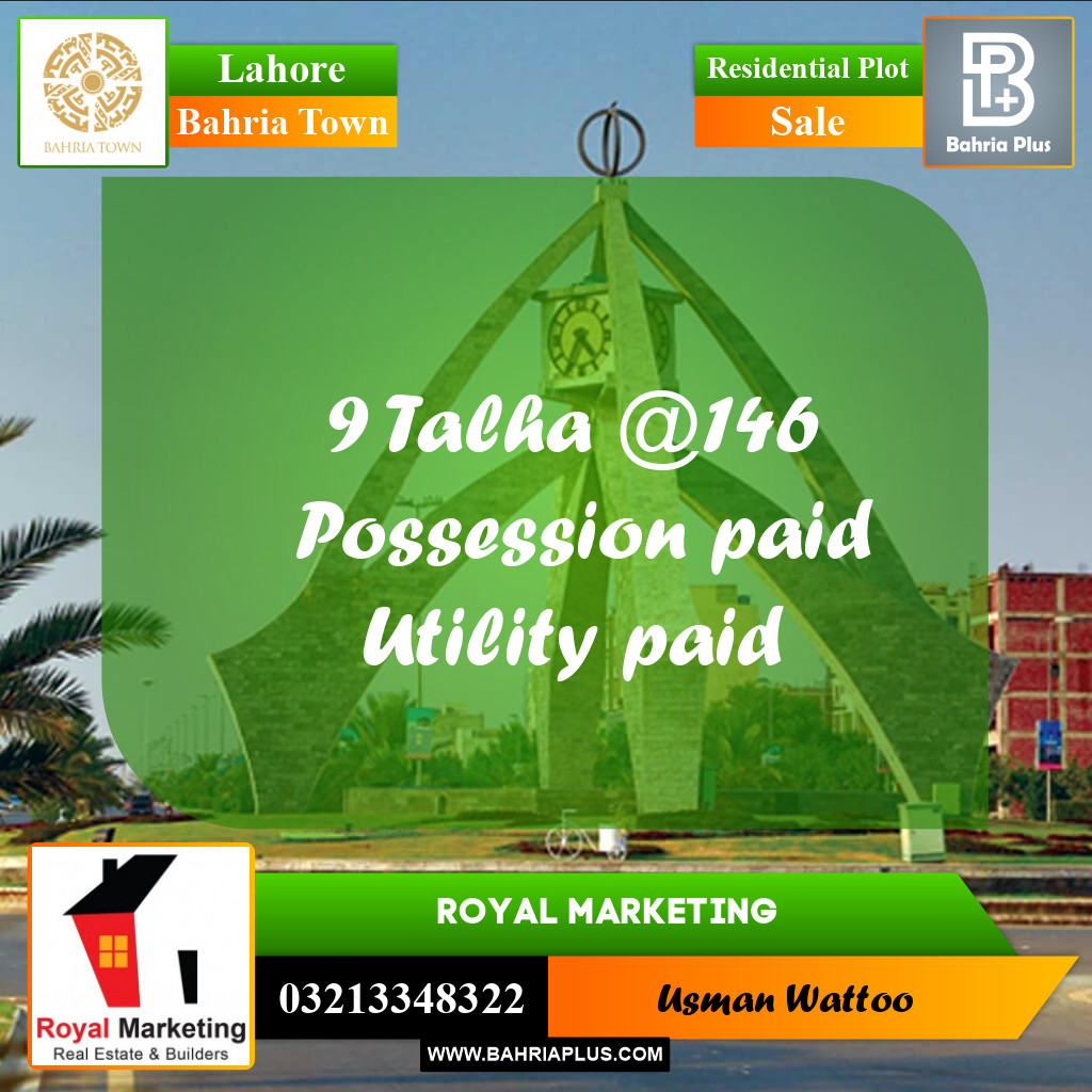 Residential Plot for Sale in Bahria Town, Lahore - (BP-219836)