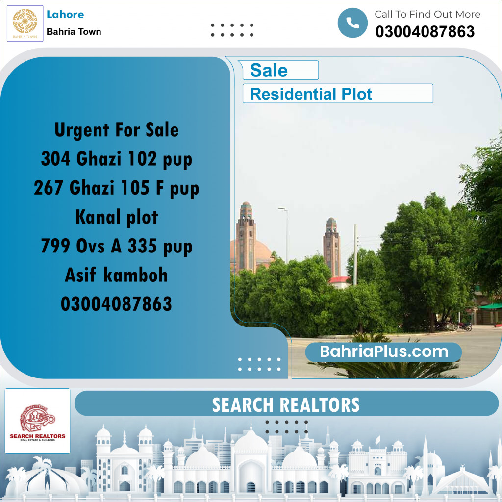 Residential Plot for Sale in Bahria Town, Lahore - (BP-219837)