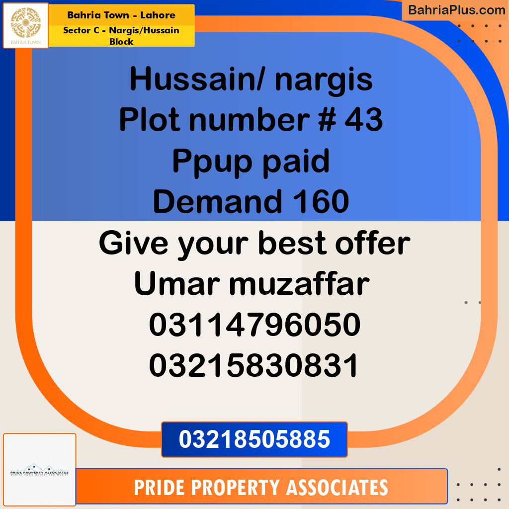 10 Marla Residential Plot for Sale in Sector C - Nargis/Hussain Block -  Bahria Town, Lahore - (BP-219847)