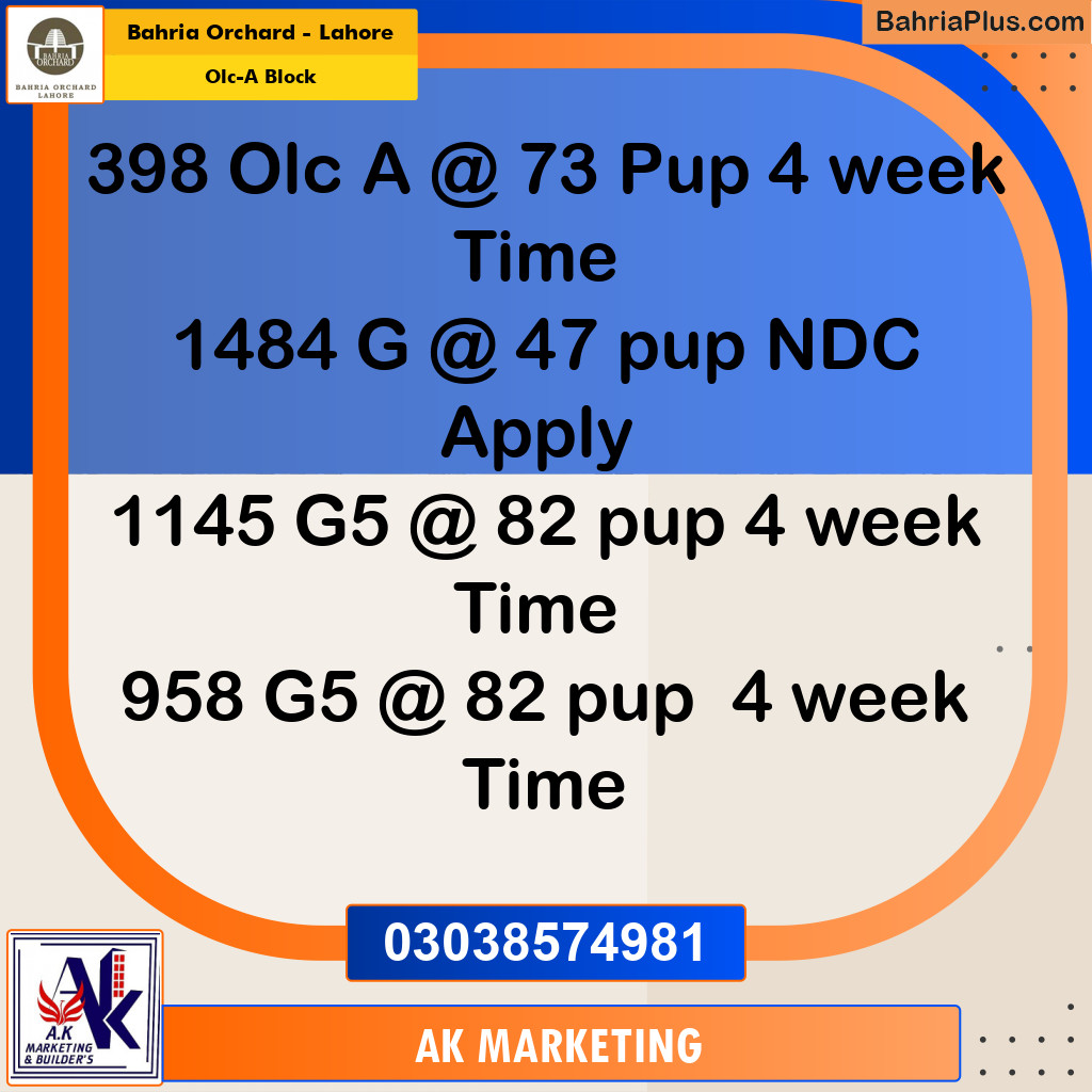 8 Marla Residential Plot for Sale in OLC-A Block - Bahria Orchard, Lahore - (BP-219866)