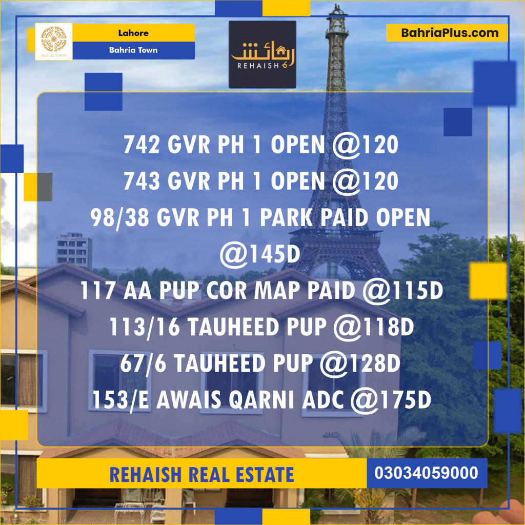 Residential Plot for Sale in Bahria Town, Lahore - (BP-219979)