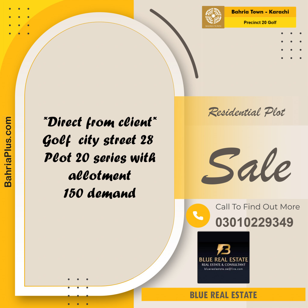 500 Sq. Yards Residential Plot for Sale in Precinct 20 Golf -  Bahria Town, Karachi - (BP-219996)