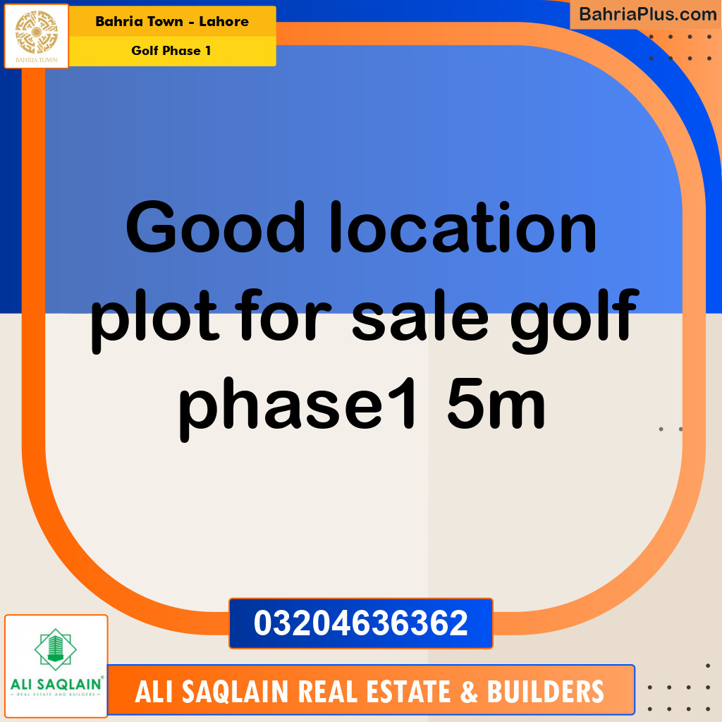 5 Marla Residential Plot for Sale in Golf Phase 1 -  Bahria Town, Lahore - (BP-220019)