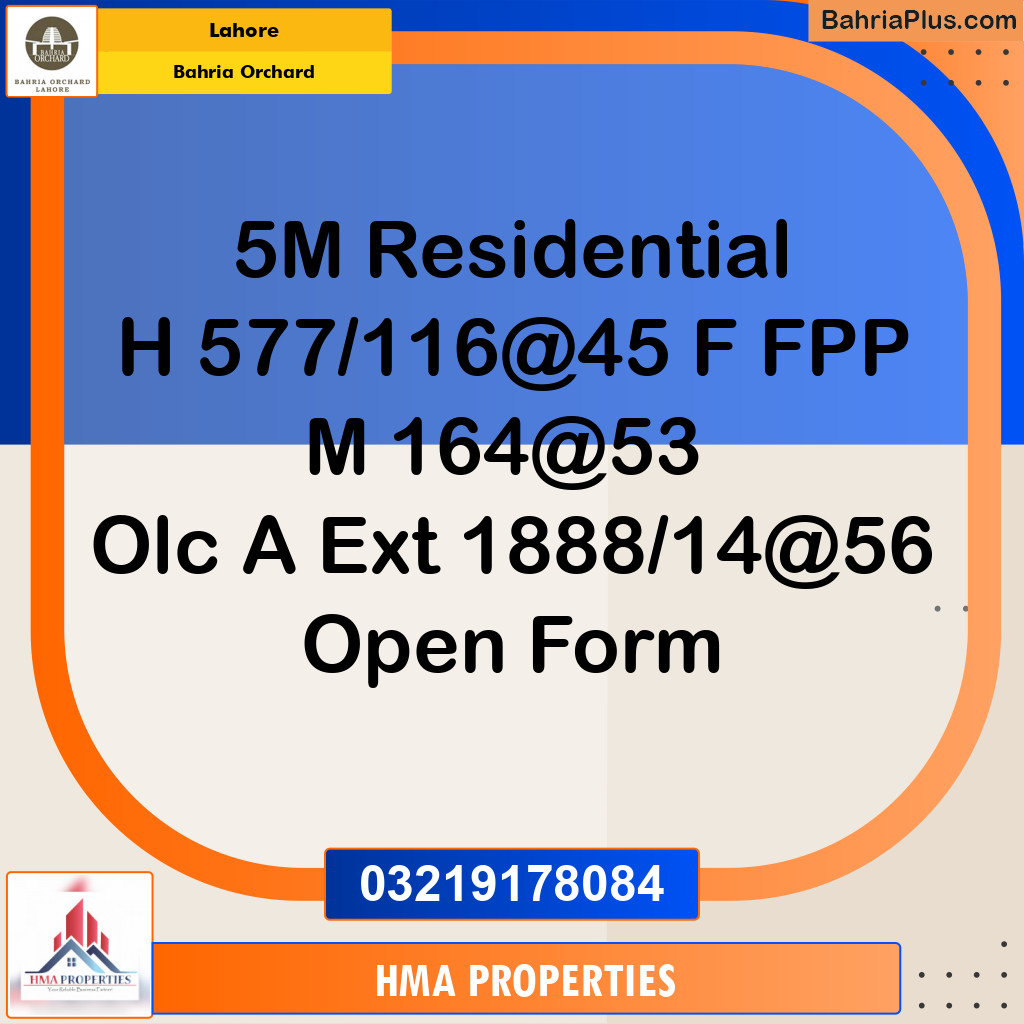 5 Marla Residential Plot for Sale in Bahria Orchard, Lahore - (BP-220020)