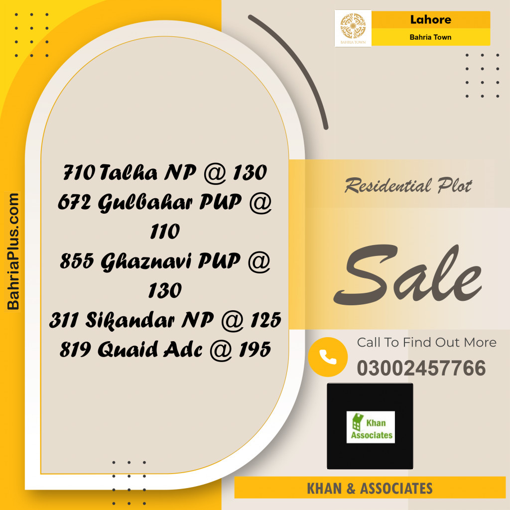 Residential Plot for Sale in Bahria Town, Lahore - (BP-220029)