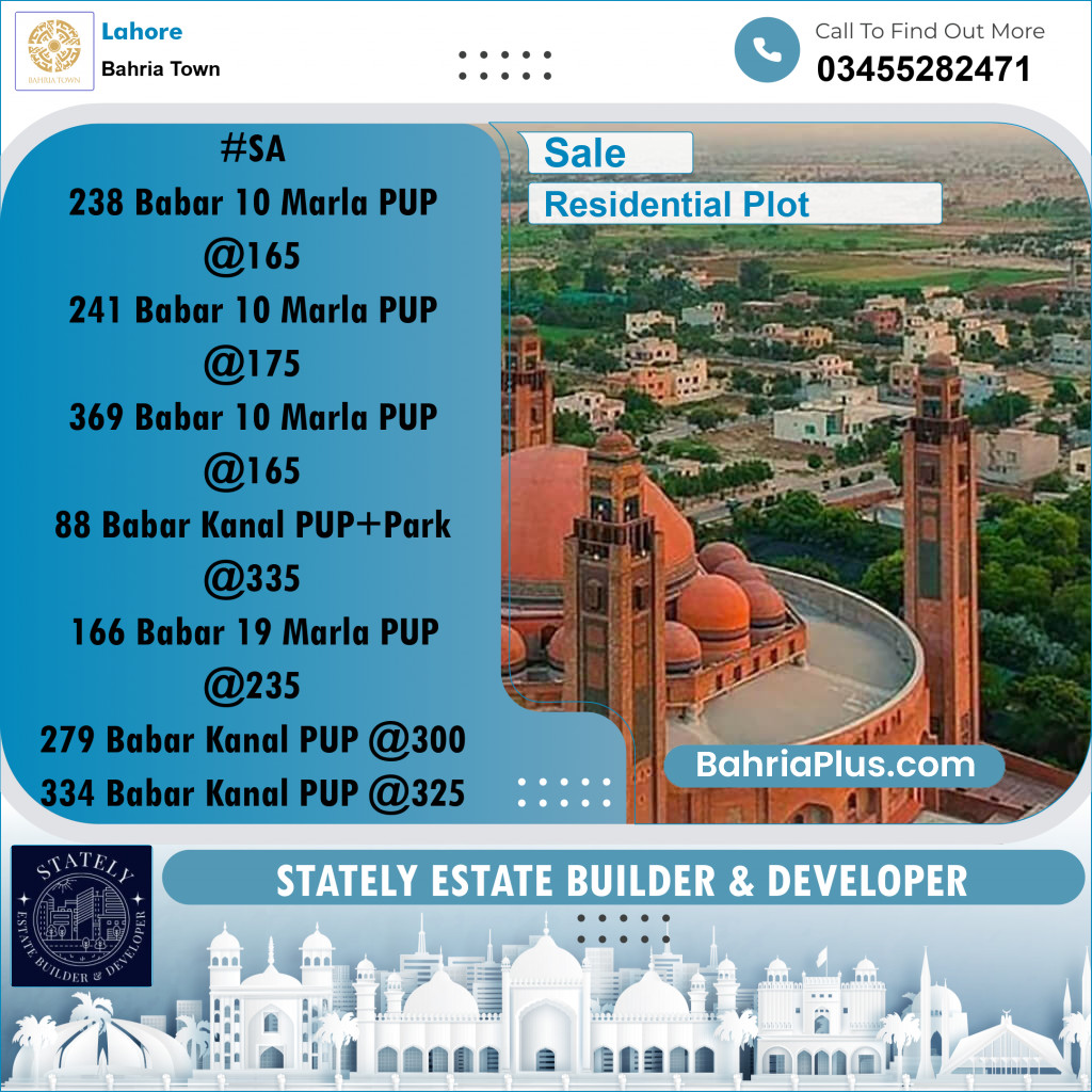 Residential Plot for Sale in Bahria Town, Lahore - (BP-220037)