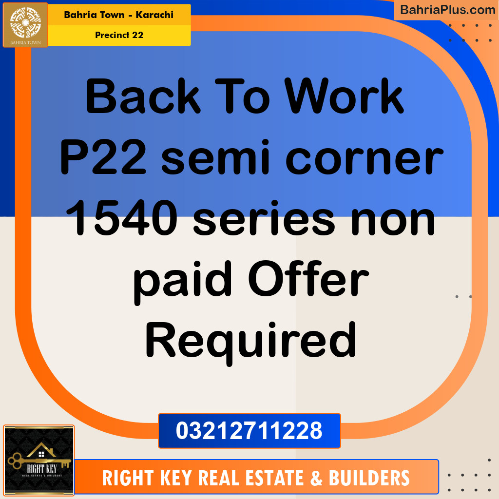 250 Sq. Yards Residential Plot for Sale in Precinct 22 -  Bahria Town, Karachi - (BP-220056)