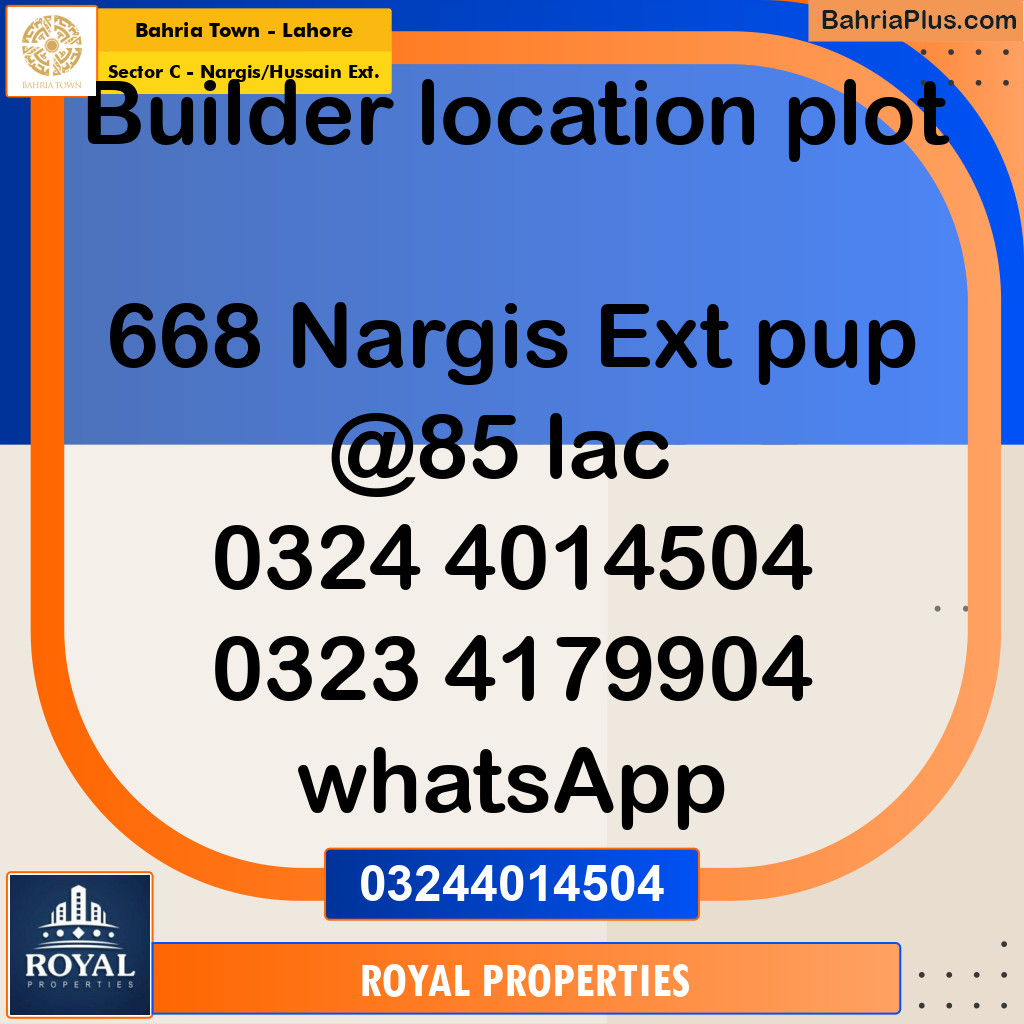 Residential Plot for Sale in Sector C - Nargis/Hussain Ext. -  Bahria Town, Lahore - (BP-220062)