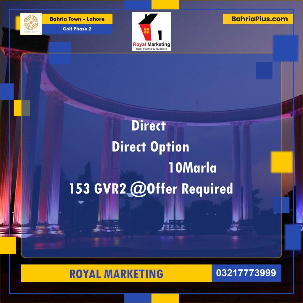 10 Marla Residential Plot for Sale in Golf Phase 2 - Bahria Town, Lahore - (BP-220074)