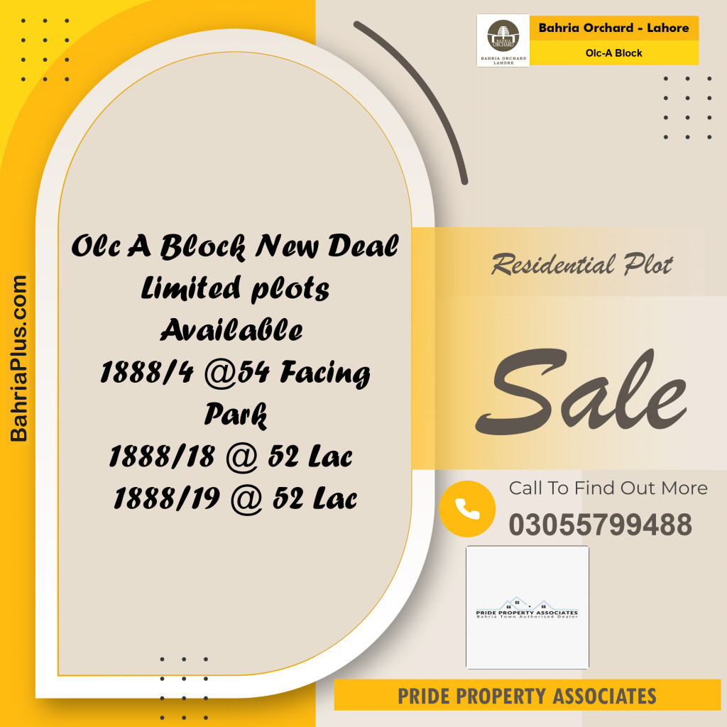 5 Marla Residential Plot for Sale in OLC-A Block -  Bahria Orchard, Lahore - (BP-220111)