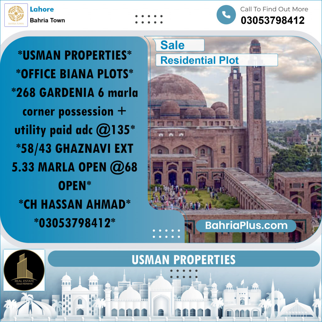 Residential Plot for Sale in Bahria Town, Lahore - (BP-220129)