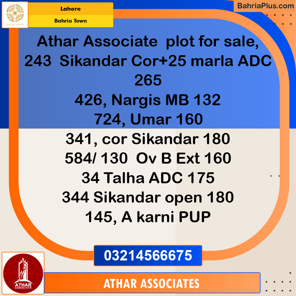 Residential Plot for Sale in Bahria Town, Lahore - (BP-220142)