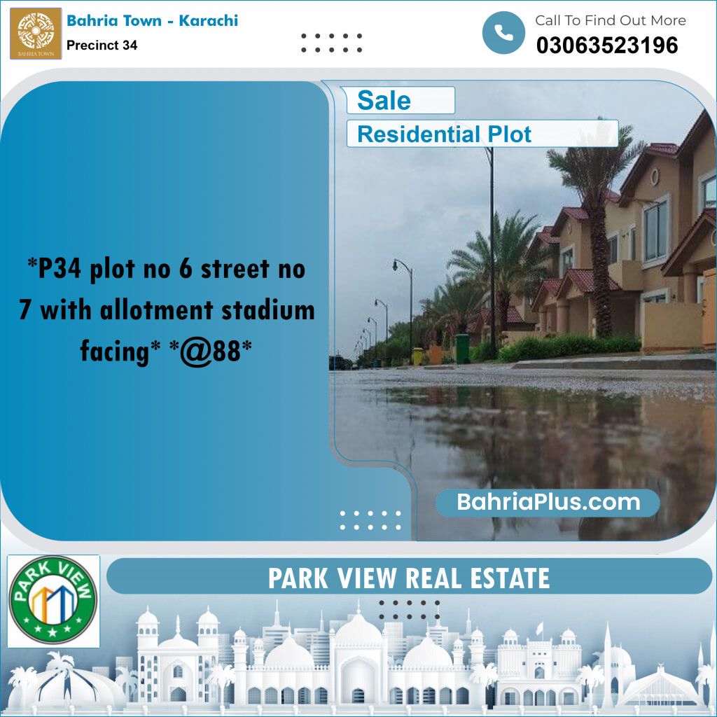 250 Sq. Yards Residential Plot for Sale in Precinct 34 -  Bahria Town, Karachi - (BP-220148)