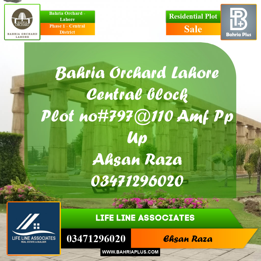 10 Marla Residential Plot for Sale in Phase 1 - Central District - Bahria Orchard, Lahore - (BP-220172)