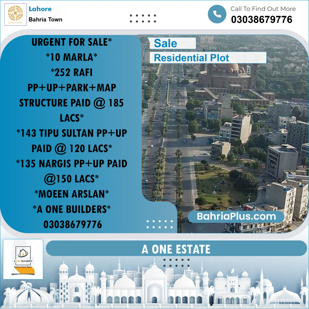 Residential Plot for Sale in Bahria Town, Lahore - (BP-220179)