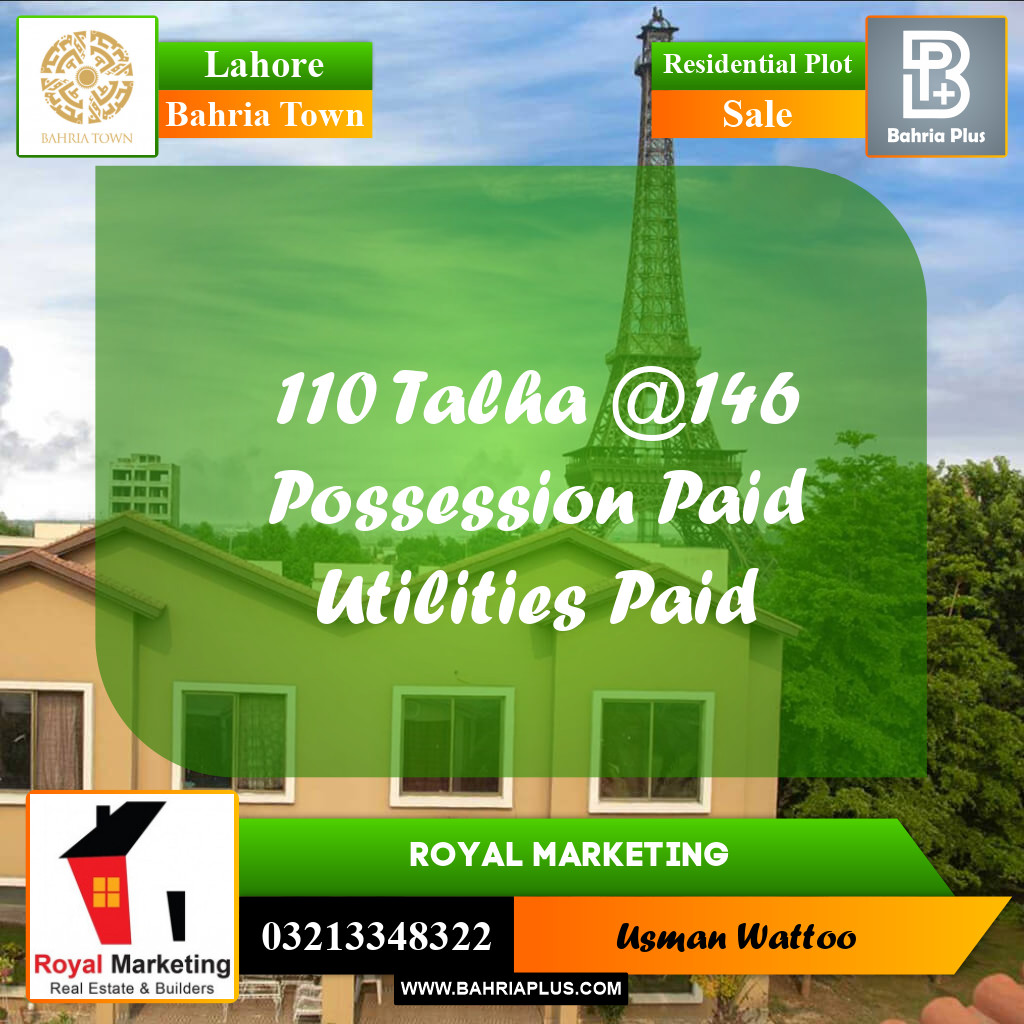 Residential Plot for Sale in Bahria Town, Lahore - (BP-220233)