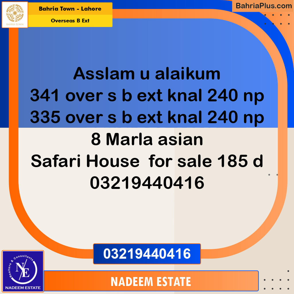 Residential Plot for Sale in Overseas B Ext - Bahria Town, Lahore - (BP-220273)