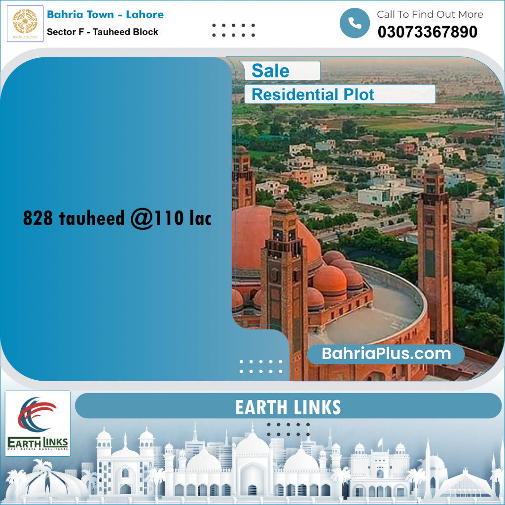 10 Marla Residential Plot for Sale in Sector F - Tauheed Block - Bahria Town, Lahore - (BP-220287)
