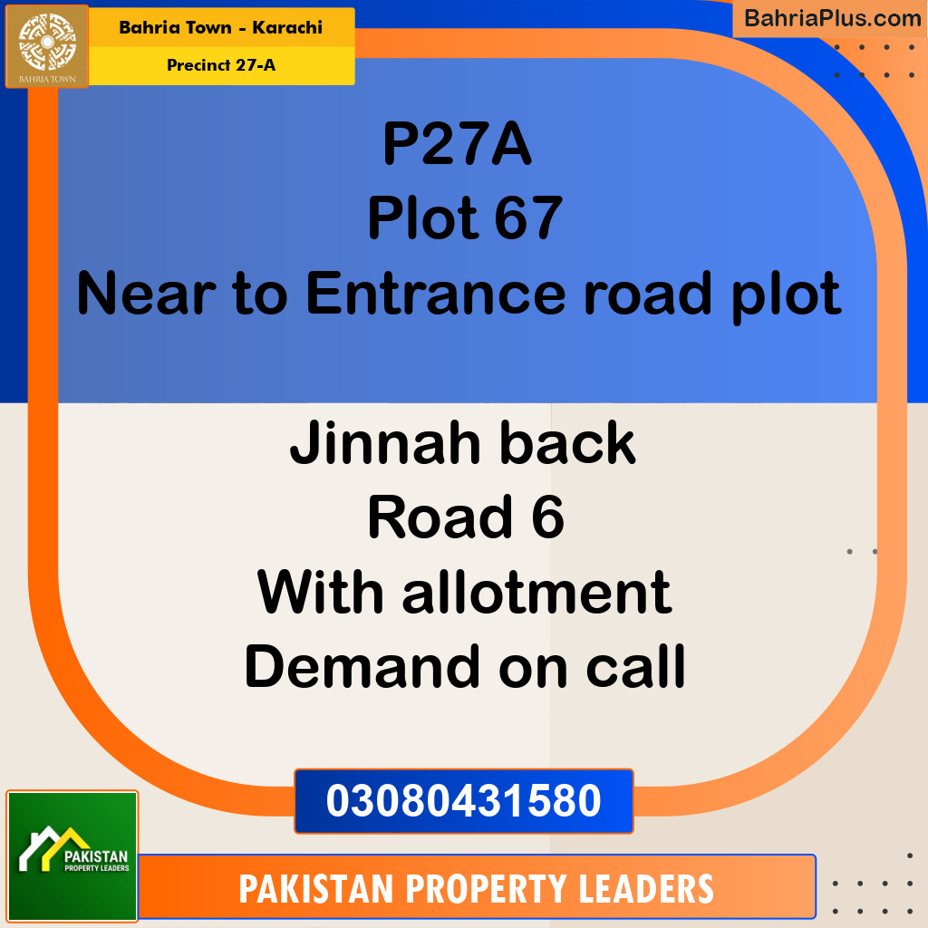 500 Sq. Yards Residential Plot for Sale in Precinct 27-A -  Bahria Town, Karachi - (BP-220304)