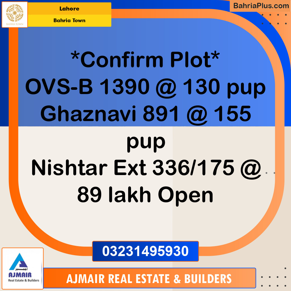 Residential Plot for Sale in Bahria Town, Lahore - (BP-220318)