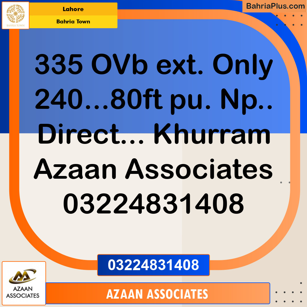 Residential Plot for Sale in Bahria Town, Lahore - (BP-220338)