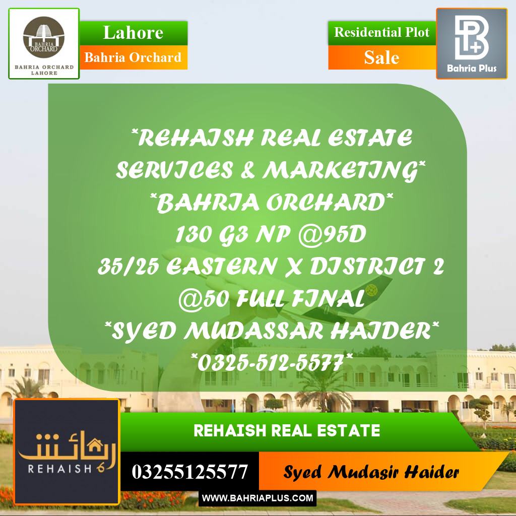 Residential Plot for Sale in Bahria Orchard, Lahore - (BP-220347)