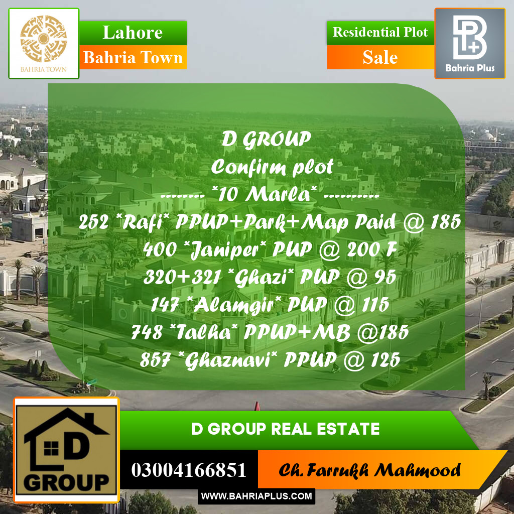 Residential Plot for Sale in Bahria Town, Lahore - (BP-220559)