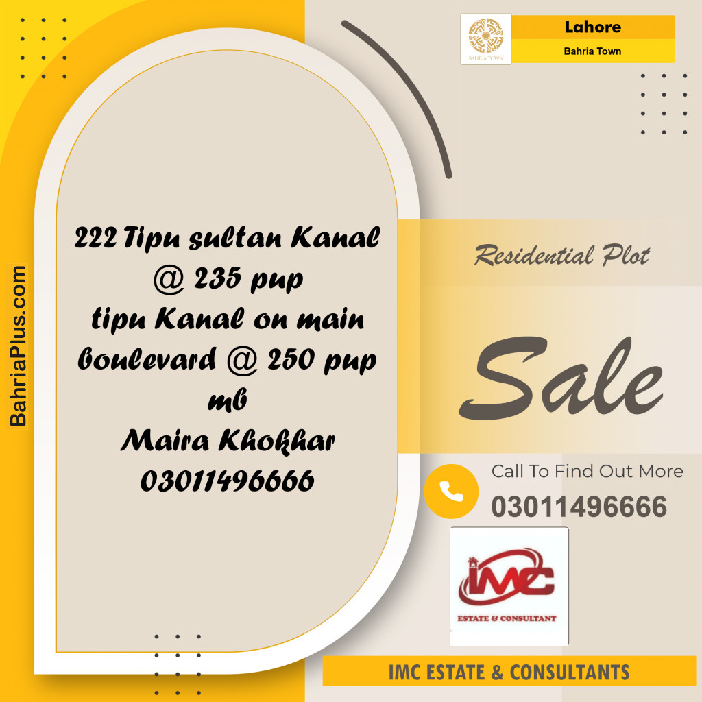 Residential Plot for Sale in Bahria Town, Lahore - (BP-220573)