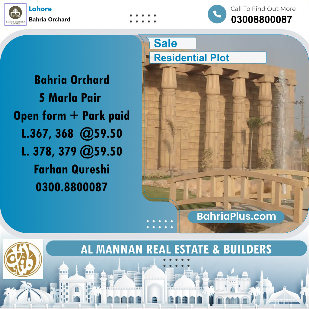 Residential Plot for Sale in Bahria Orchard, Lahore - (BP-220574)