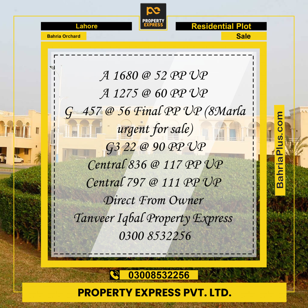 Residential Plot for Sale in Bahria Orchard, Lahore - (BP-220581)