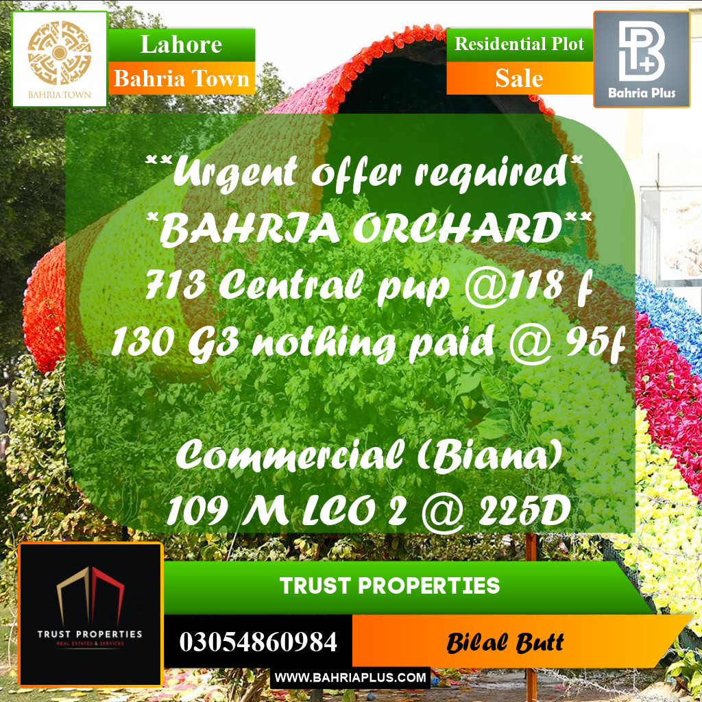 Residential Plot for Sale in Bahria Town, Lahore - (BP-220594)