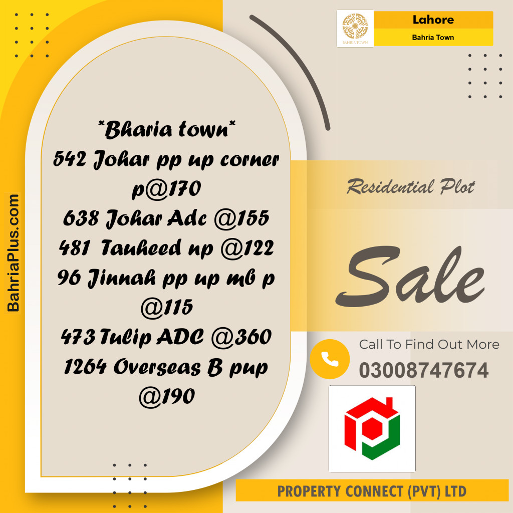 Residential Plot for Sale in Bahria Town, Lahore - (BP-220607)