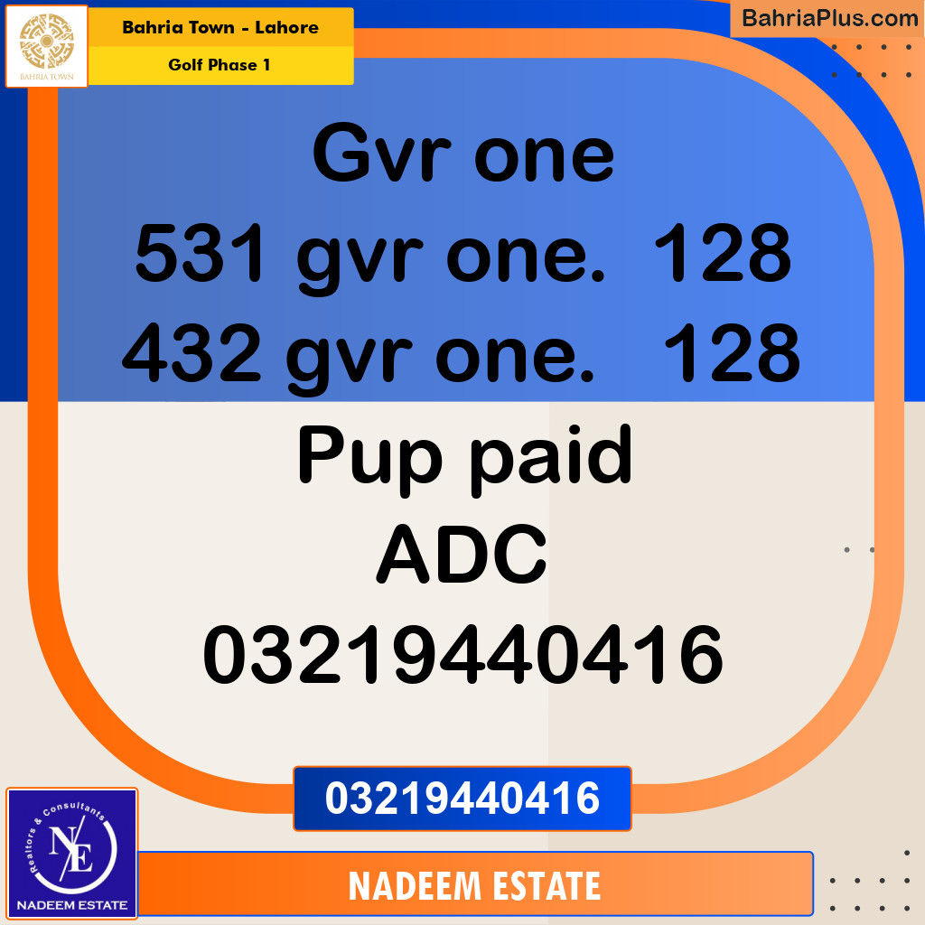 Residential Plot for Sale in Golf Phase 1 -  Bahria Town, Lahore - (BP-220619)