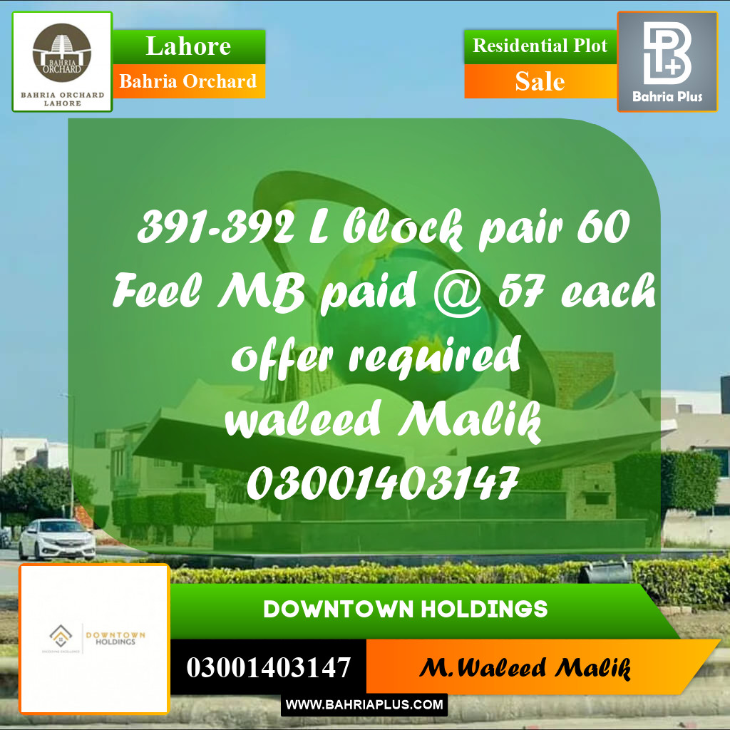 Residential Plot for Sale in Bahria Orchard, Lahore - (BP-220643)