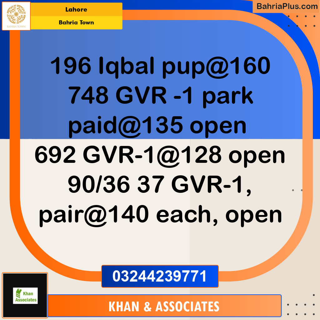Residential Plot for Sale in Bahria Town, Lahore - (BP-220678)