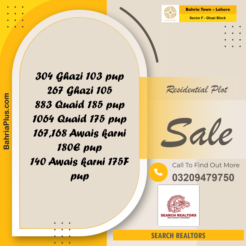 10 Marla Residential Plot for Sale in Sector F - Ghazi Block -  Bahria Town, Lahore - (BP-220687)