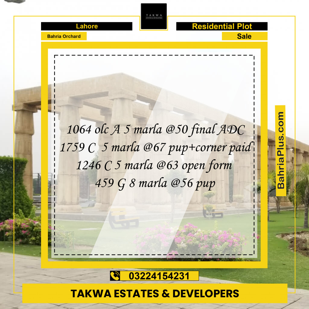 Residential Plot for Sale in Bahria Orchard, Lahore - (BP-220689)