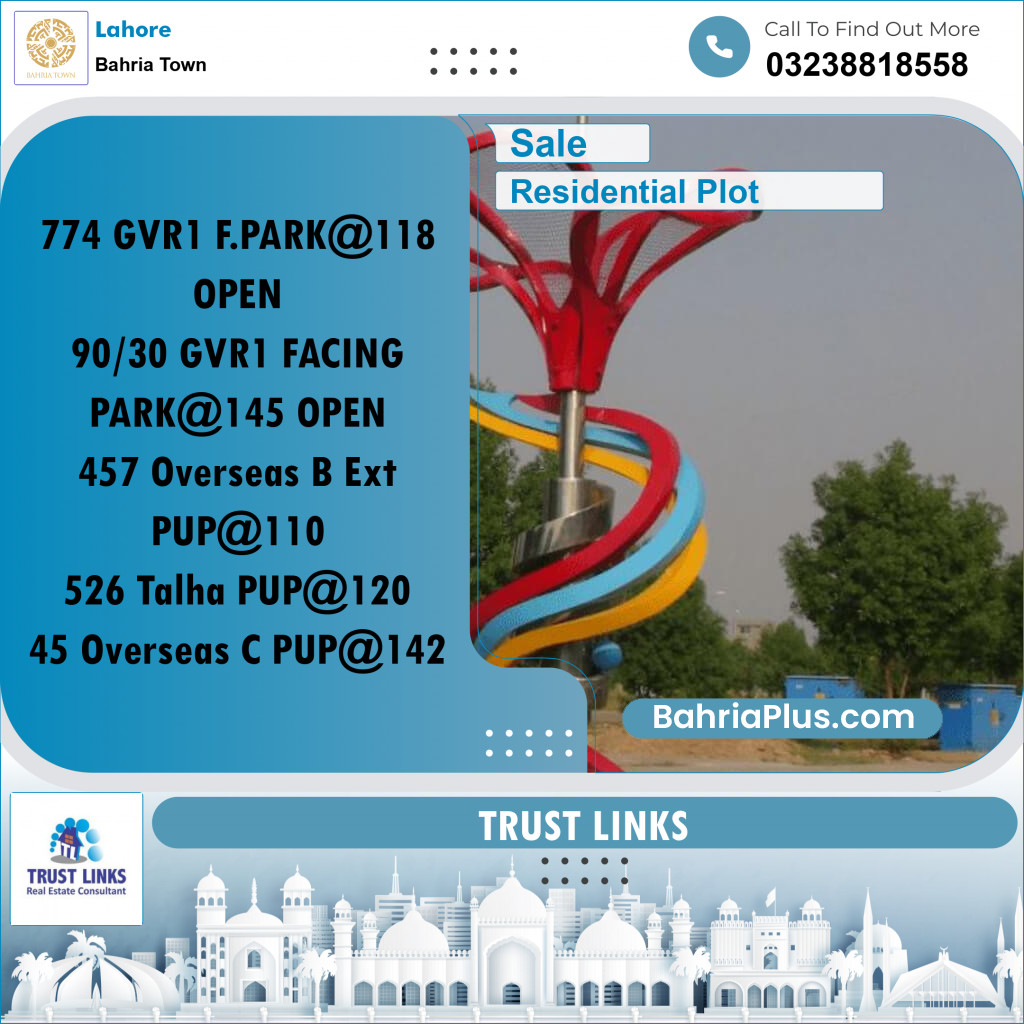 Residential Plot for Sale in Bahria Town, Lahore - (BP-220725)