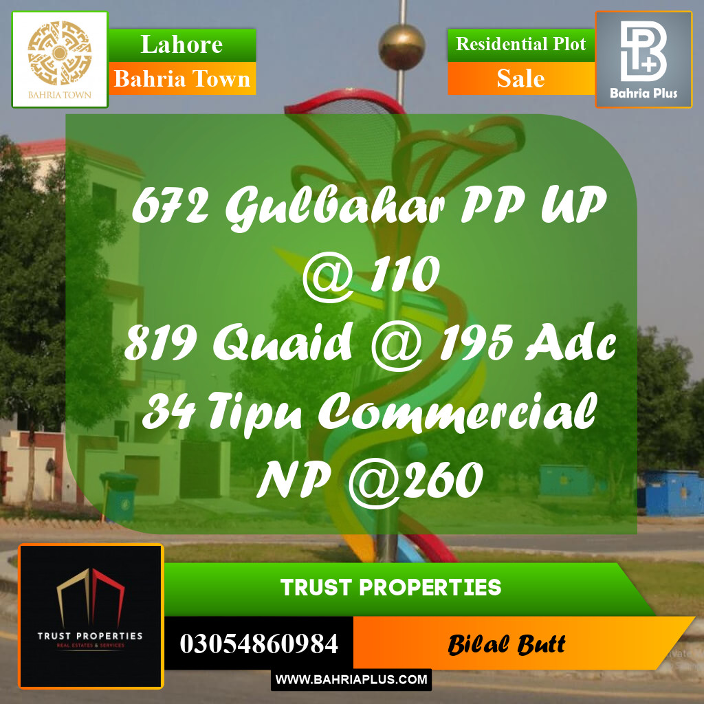 Residential Plot for Sale in Bahria Town, Lahore - (BP-220742)