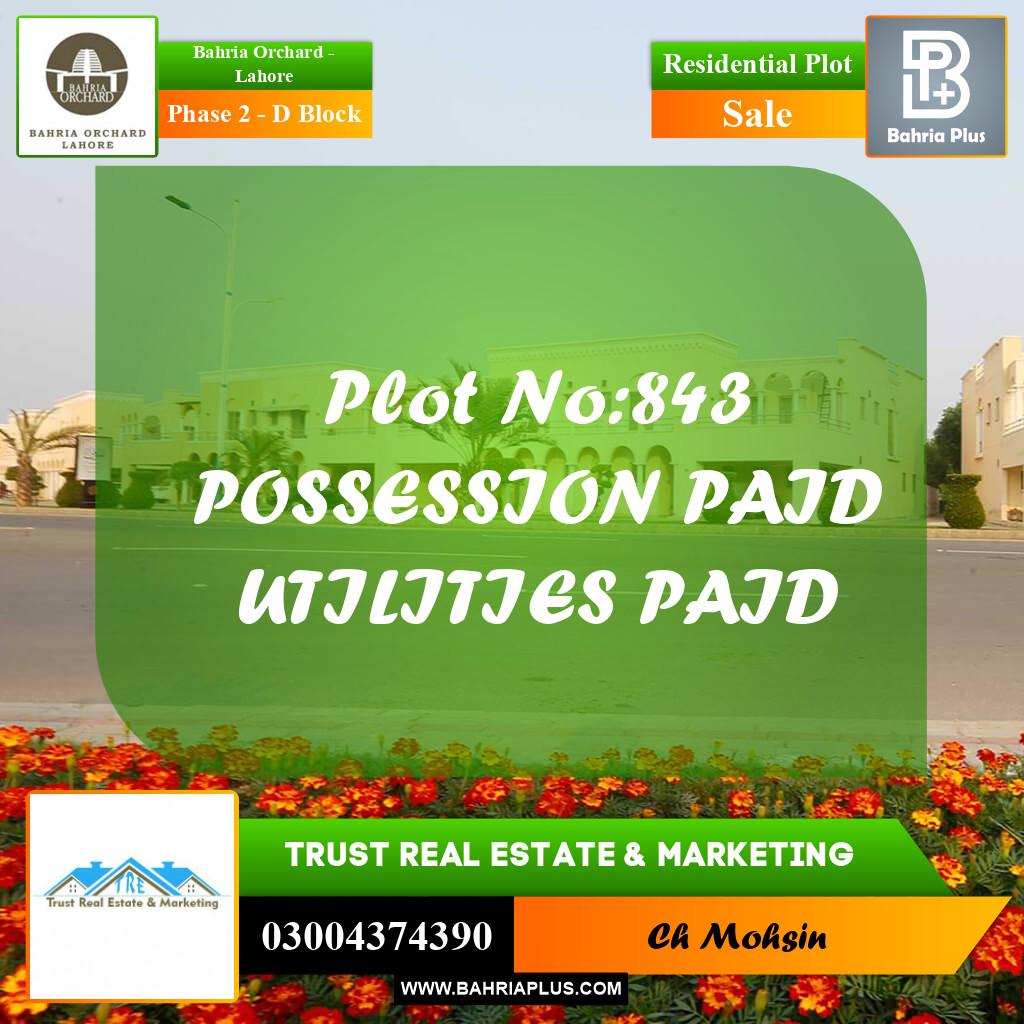 8 Marla Residential Plot for Sale in Phase 2 - D Block -  Bahria Orchard, Lahore - (BP-220755)