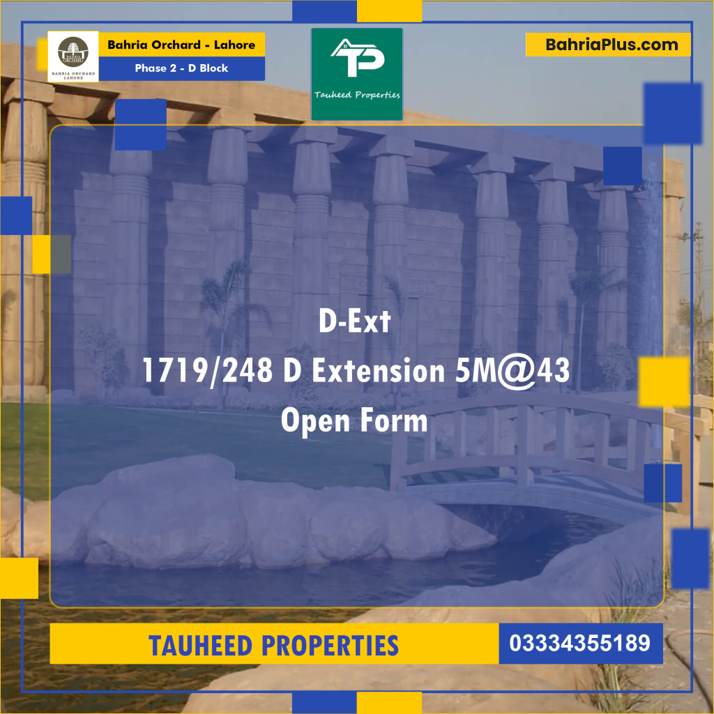 5 Marla Residential Plot for Sale in Phase 2 - D Block -  Bahria Orchard, Lahore - (BP-220765)