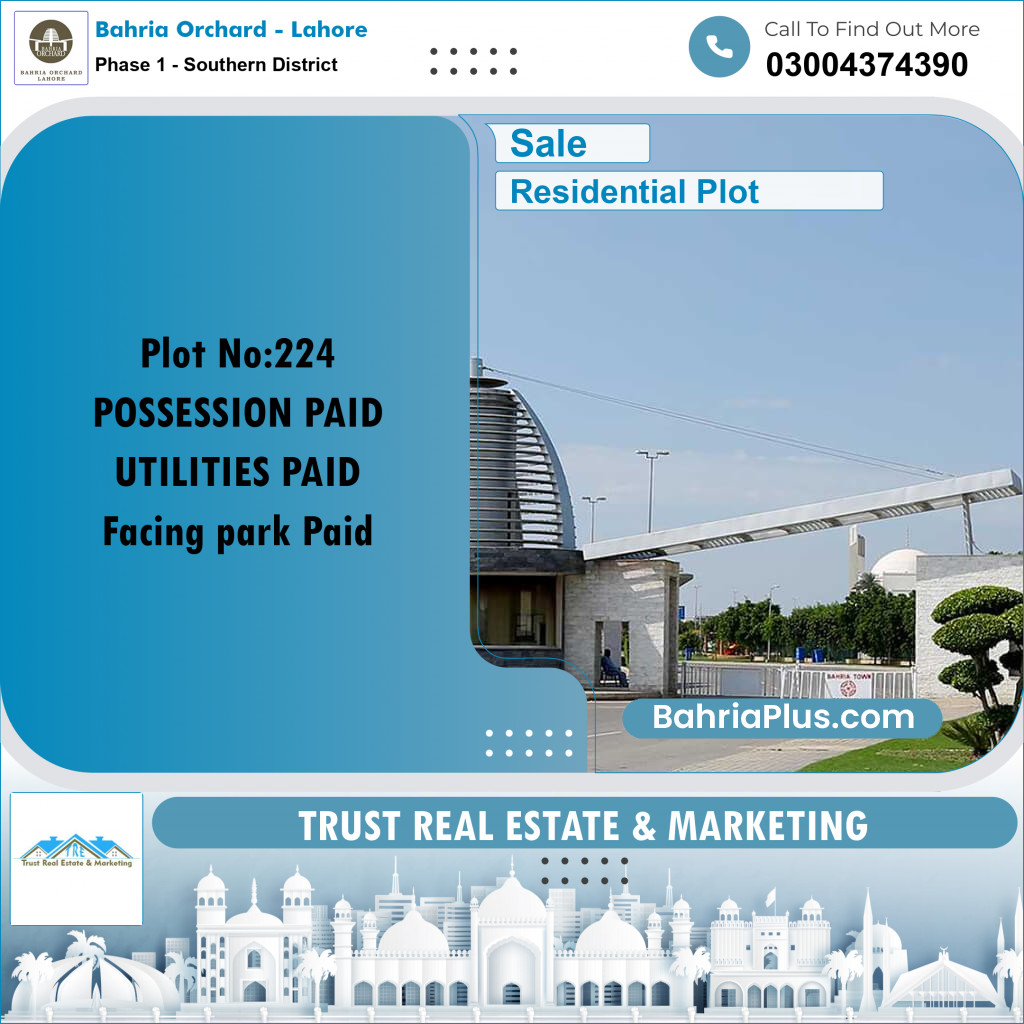 10 Marla Residential Plot for Sale in Phase 1 - Southern District - Bahria Orchard, Lahore - (BP-220766)