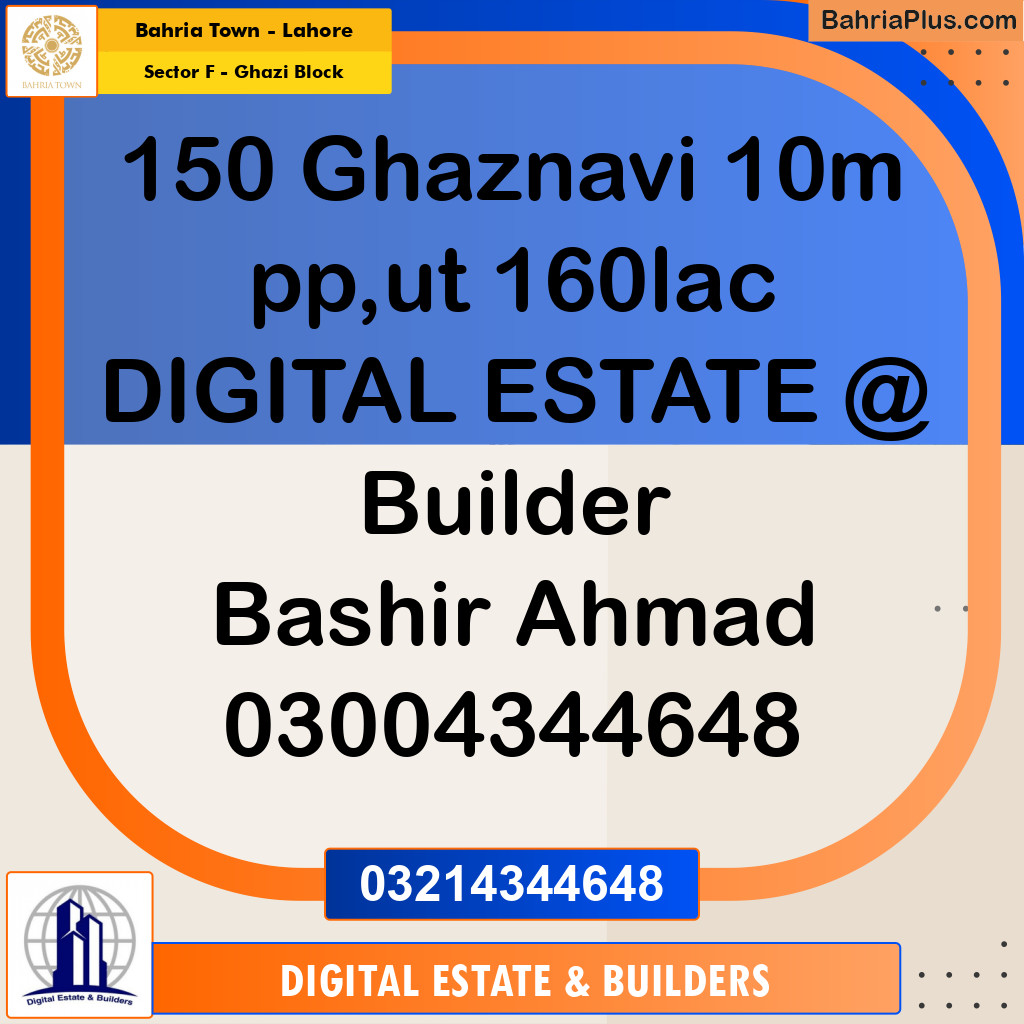 10 Marla Residential Plot for Sale in Sector F - Ghazi Block -  Bahria Town, Lahore - (BP-220776)