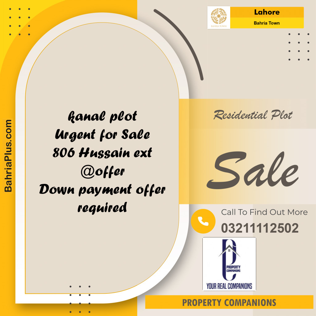 Residential Plot for Sale in Bahria Town, Lahore - (BP-220778)
