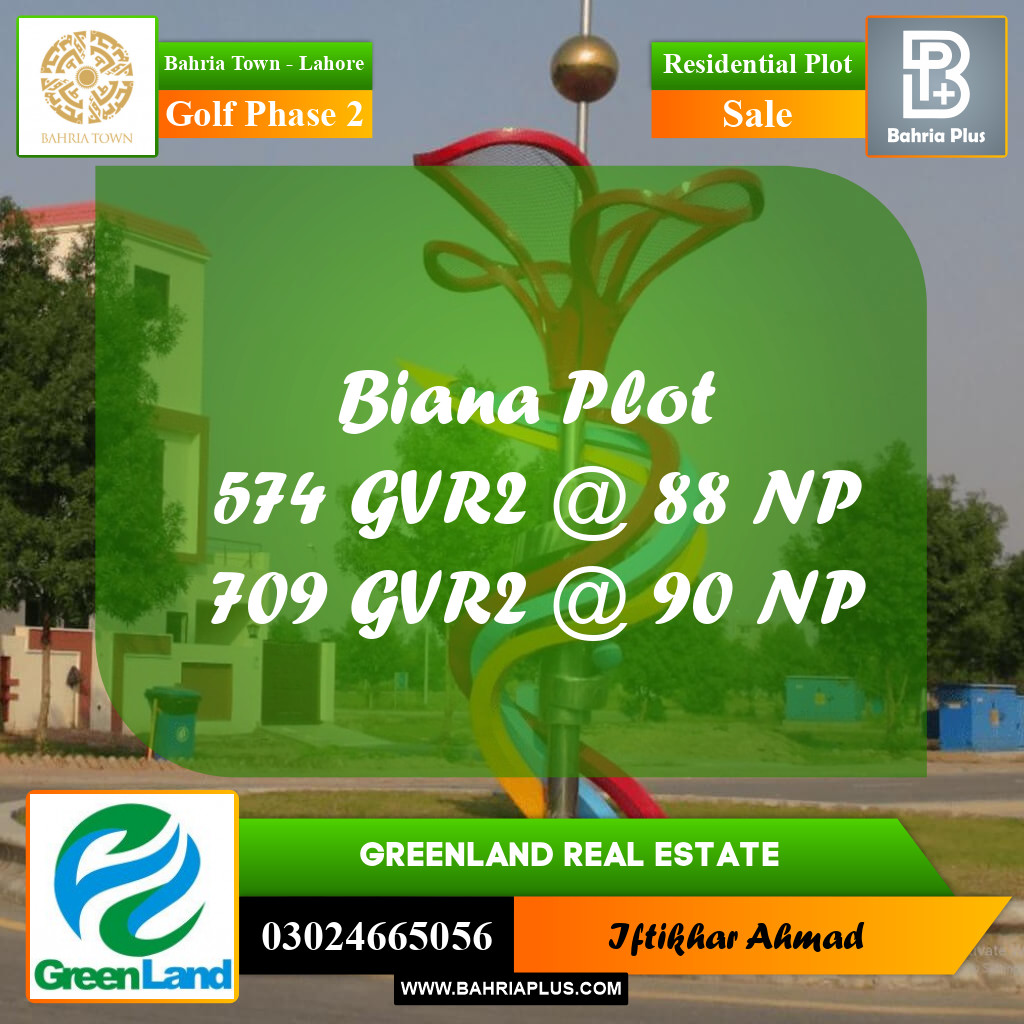 10 Marla Residential Plot for Sale in Golf Phase 2 -  Bahria Town, Lahore - (BP-220832)