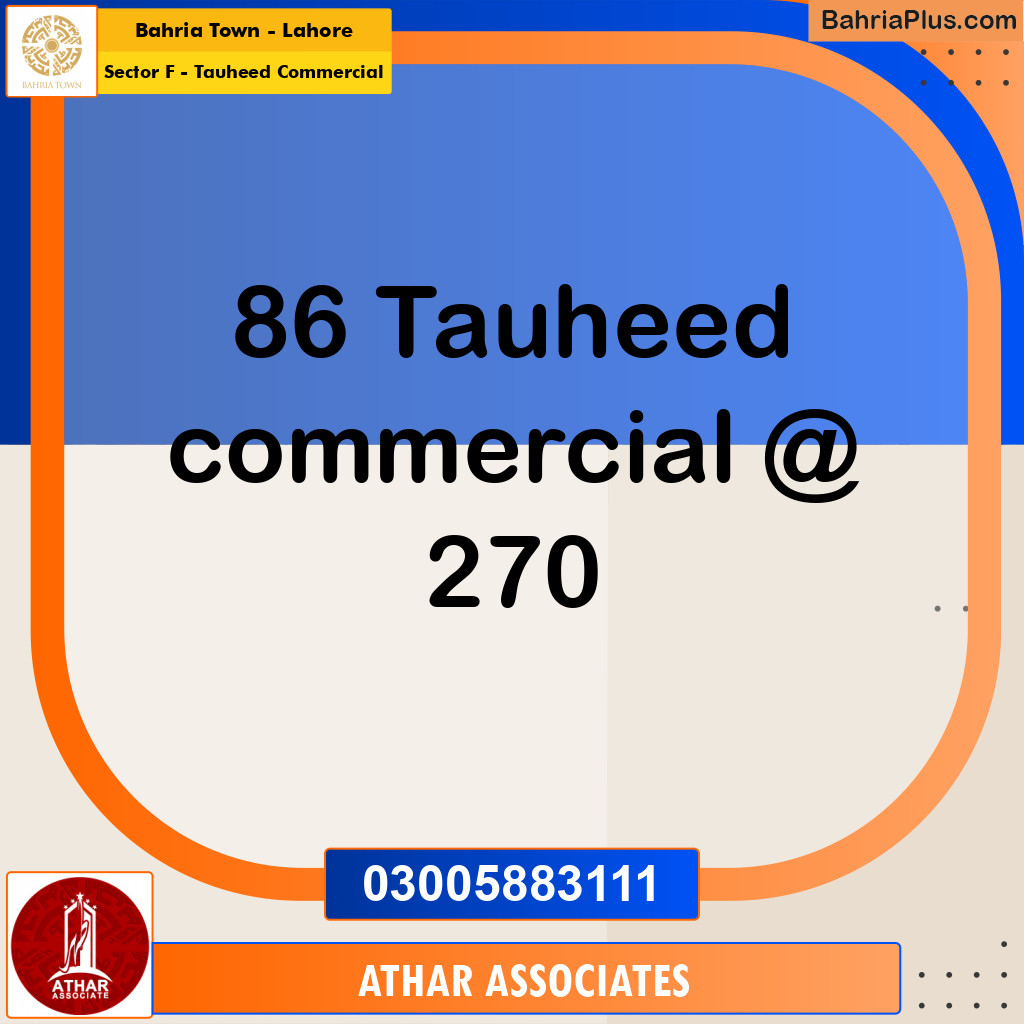 5 Marla Commercial Plot for Sale in Sector F - Tauheed Commercial - Bahria Town, Lahore - (BP-220839)