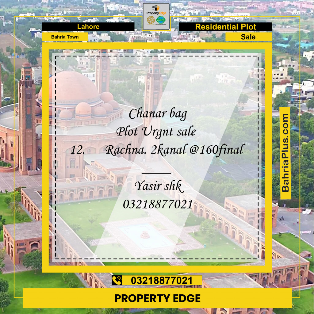 Residential Plot for Sale in Bahria Town, Lahore - (BP-220845)