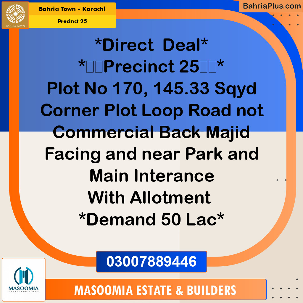 Residential Plot for Sale in Precinct 25 -  Bahria Town, Karachi - (BP-220928)