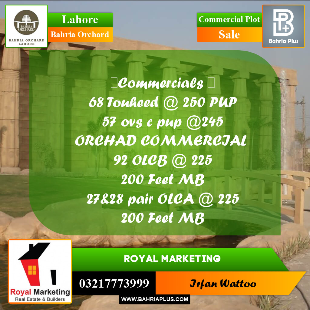 Commercial Plot for Sale in Bahria Orchard, Lahore - (BP-220931)